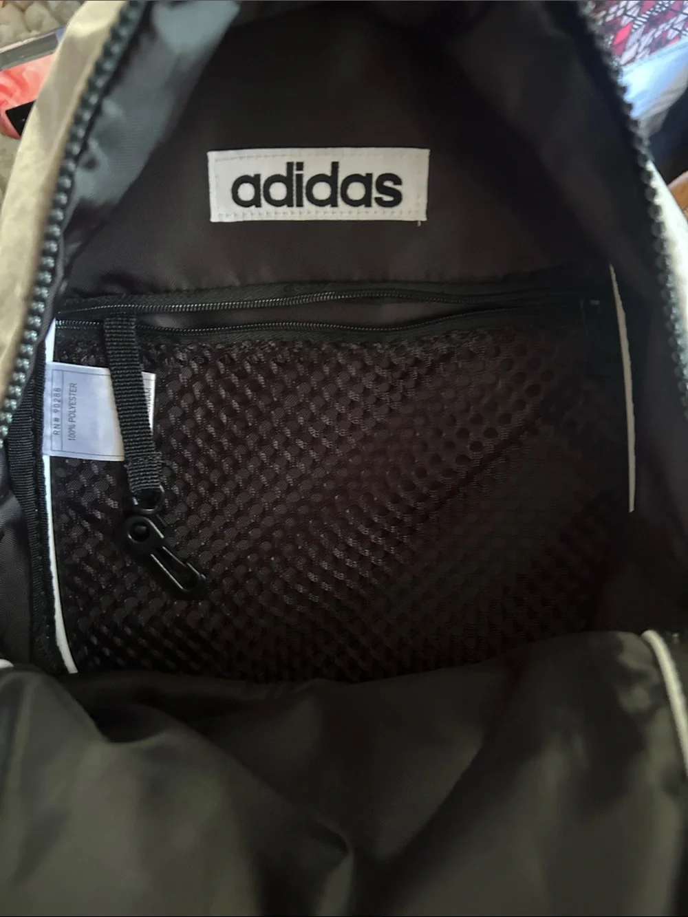 adidas Light Gray Mini Backpack with Black Logo